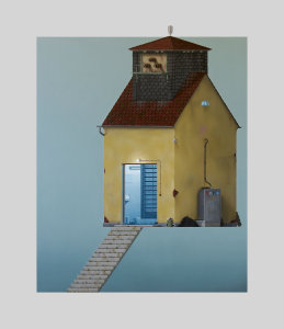 André Schulze, Server-Haus, Öl auf Leinwand, 150 x 130 cm