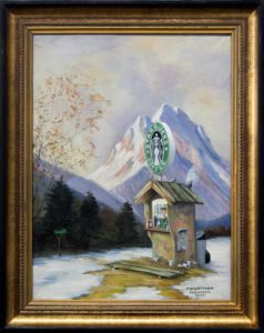 Starbucks Café, M. Furtner 1947, Öl auf Leinwand, 51x41cm