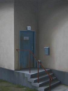 André Schulze, Stellwerk - Eingang A, 2016, Öl auf Leinwand, 40x30cm