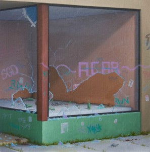 André Schulze, Schaufenster, 2017, Öl auf Malplatte, 30x30cm