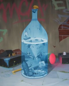 Die blaue Flasche, 2019, Öl auf Leinwand, 100x80cm