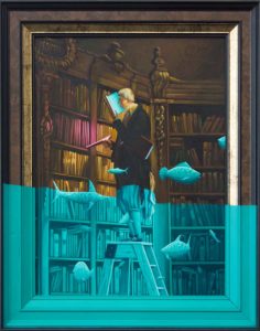 Der Bücherwurm, Öl auf Leinwand, 48x38cm